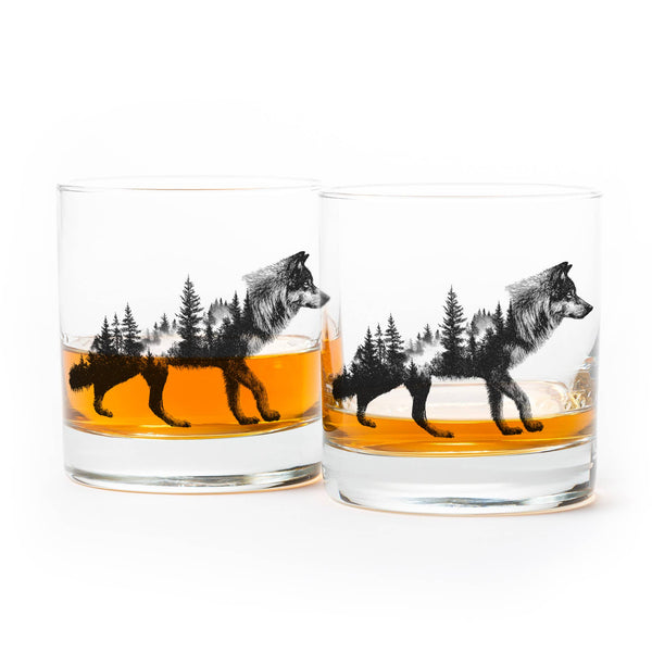 Black Lantern - Double Exposure Wolf Wolf Whiskey Glasses