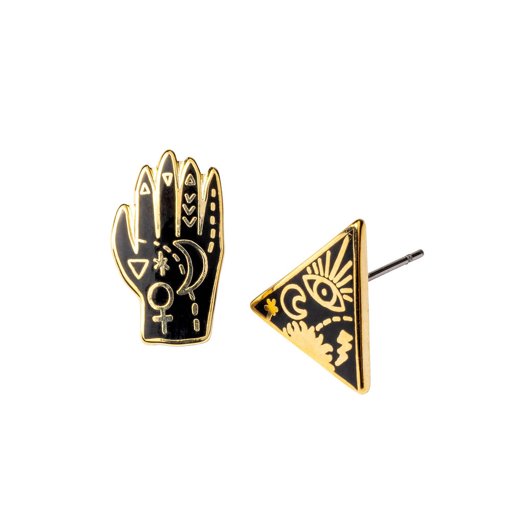 Yellow Owl Workshop - Mystic Powers Earrings | Witchy Gold Mismatched Studs