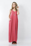 42POPS - ,.. V-NECK CAMI MAXI DRESS /w adjustable strap: L / LT GREY