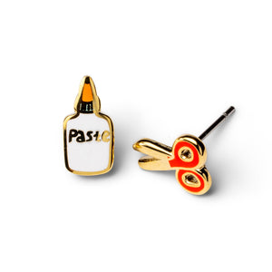 Yellow Owl Workshop - Paste & Scissors Earrings | Teacher Mismatched Gold Studs