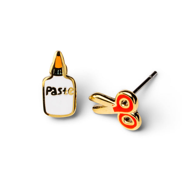 Yellow Owl Workshop - Paste & Scissors Earrings | Teacher Mismatched Gold Studs