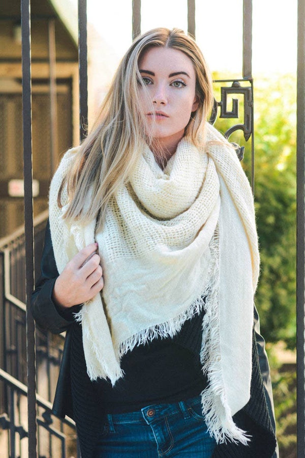Lavender Open Weave Square Scarf