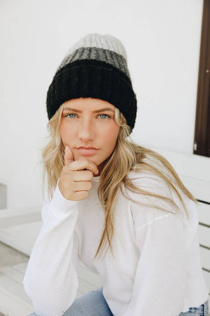 Cozy Color Block Wool Blend Knit Beanie