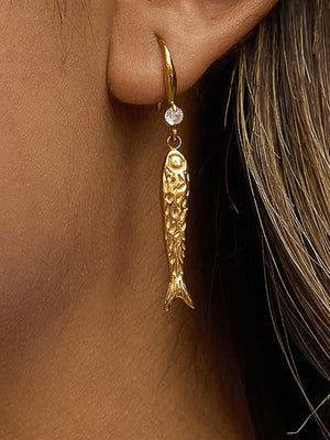 Flânerie by MAIQ - Calypsa 18K Gold Non-Tarnish Fish Charm Drop Earrings