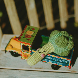 Pebble - Handcrafted Happy Broccoli Baby Rattle – Organic Cotton Toy