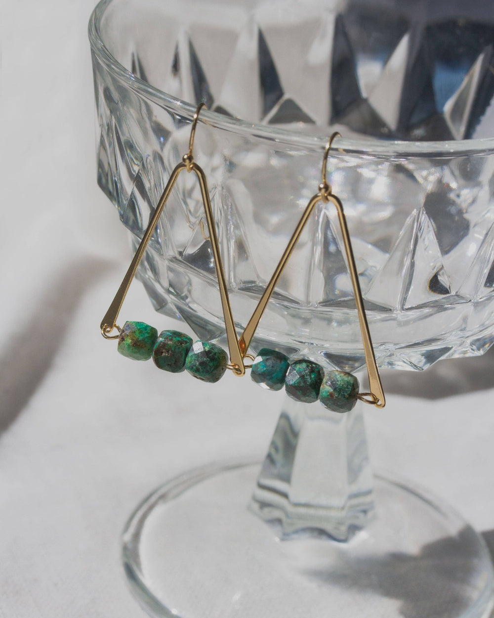 Angular Drop Chrysocolla Gemstone Earrings