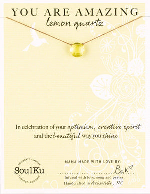 SoulKu - Lemon Quartz Beam Necklace for You Are Amazing