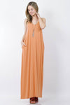 42POPS - ,.. V-NECK CAMI MAXI DRESS /w adjustable strap: L / LT GREY