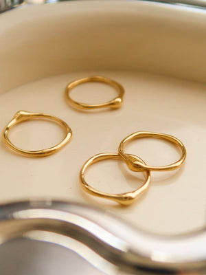 Flânerie by MAIQ - Rowena 18K Gold Non-Tarnish Minimalist Band Rings: Yellow Gold / 7