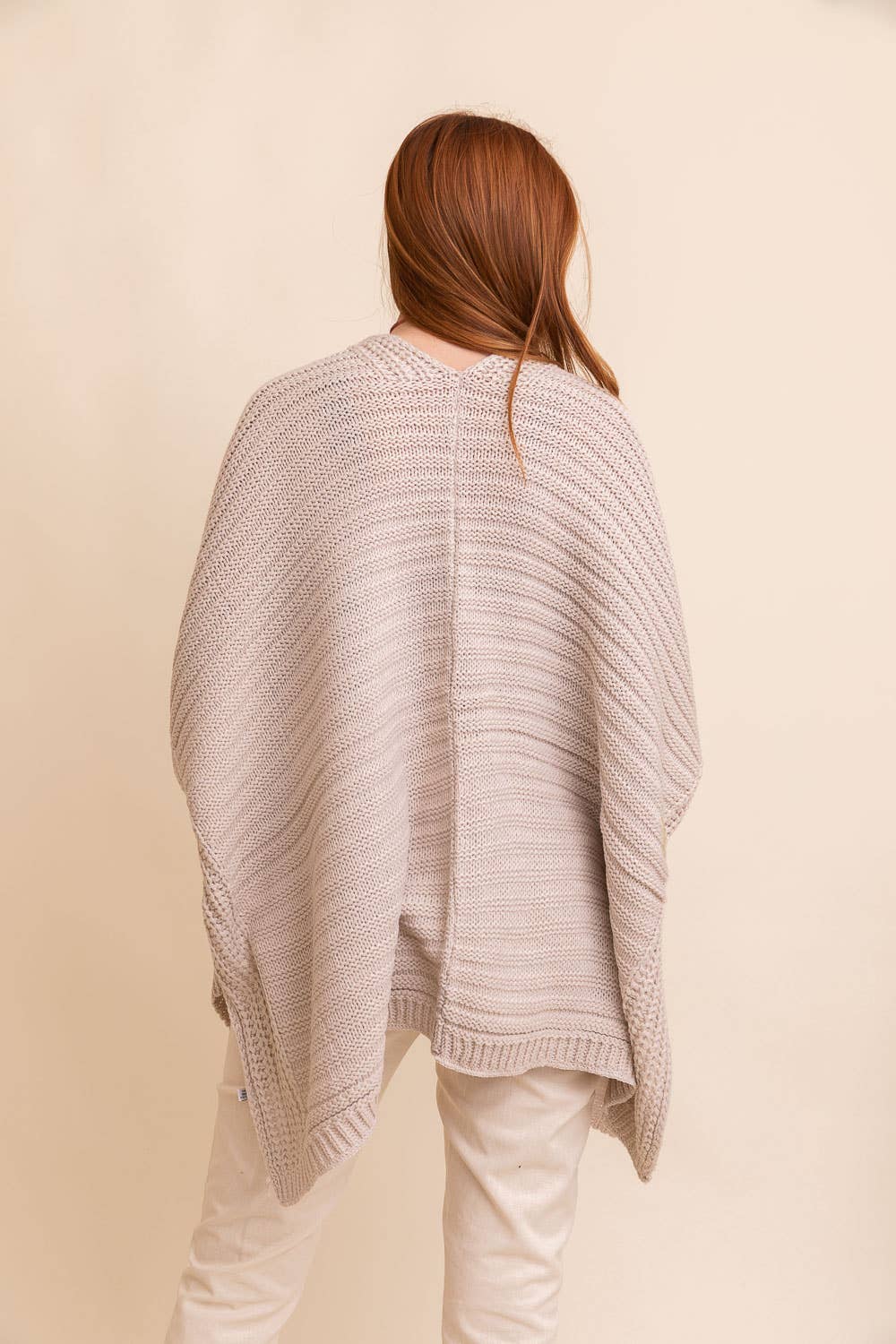 Oatmeal Ridged Rib Knit Ruana