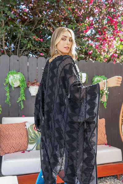 Embroidered Zig Zag Soft Kimono