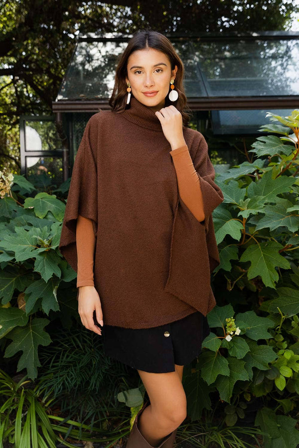 Grey Eco Friendly Turtleneck Poncho