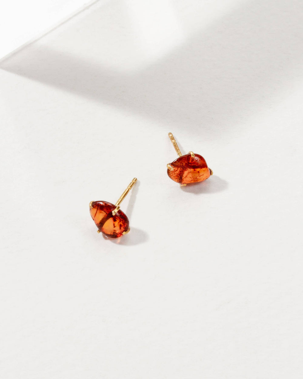 Raw Amber Post Earrings - 14KT Gold Plated Sterling Silver
