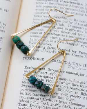 Angular Drop Chrysocolla Gemstone Earrings