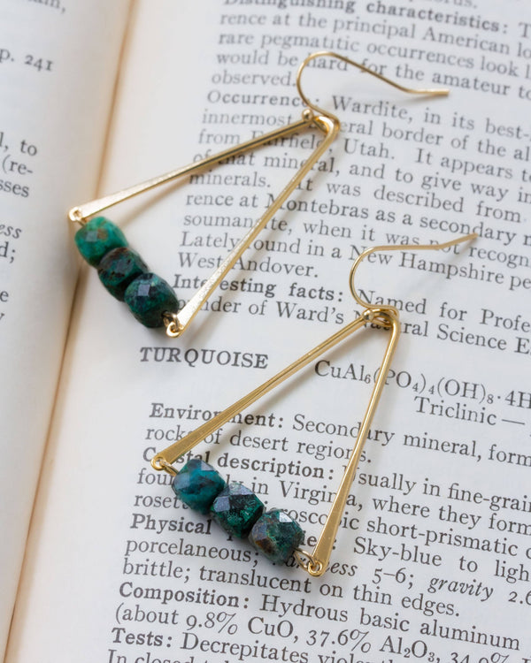Angular Drop Chrysocolla Gemstone Earrings