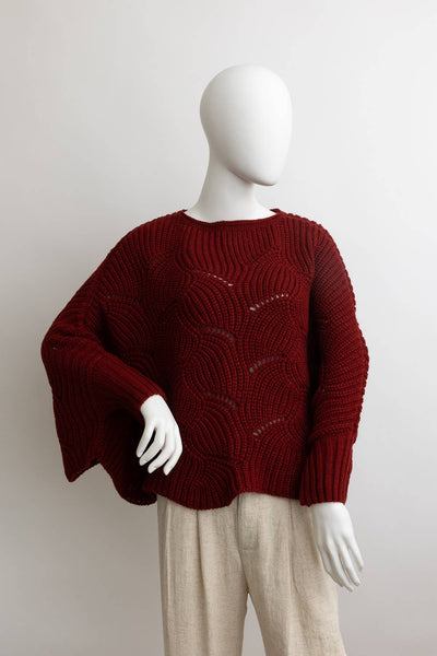 Crimson Knitted Poncho