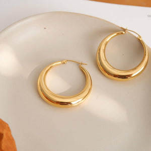 Galene Non-Tarnish Gold Classic Large Hoop Earring