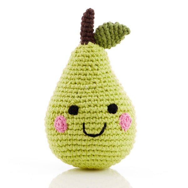 Pebble - Sweet & Soft Pear Baby Rattle -Handmade Organic Cotton Toy