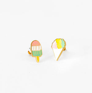 Yellow Owl Workshop - Sno Cone & Popsicle Earrings | Mismatched Gold Studs