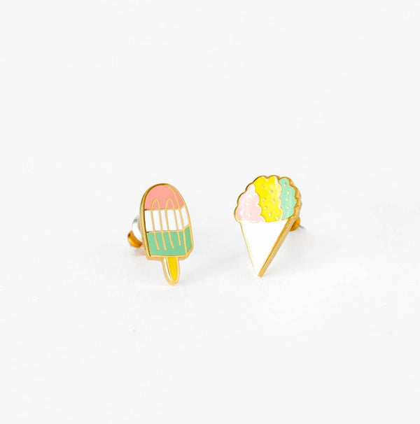 Yellow Owl Workshop - Sno Cone & Popsicle Earrings | Mismatched Gold Studs