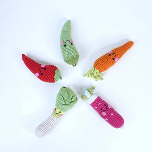 Pebble - Handmade Springtime Baby Carrot Rattle – Organic Cotton Toy