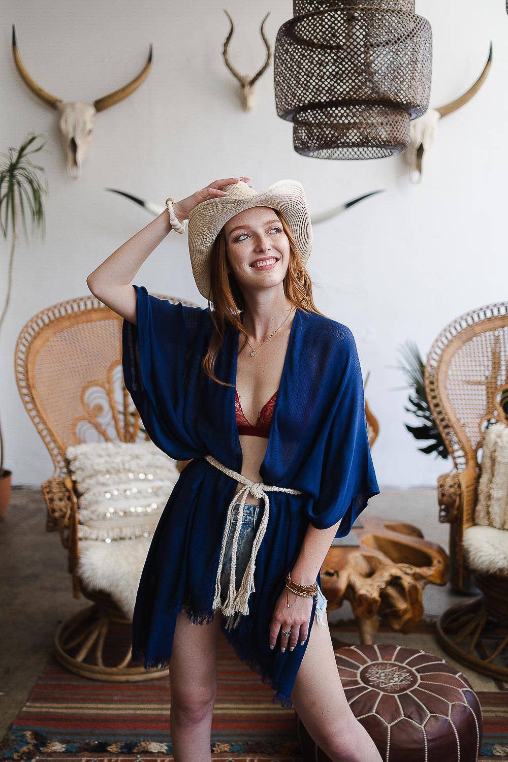 Frayed Trim Kimono