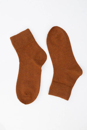 Rust Happy Feet Embroidered Socks