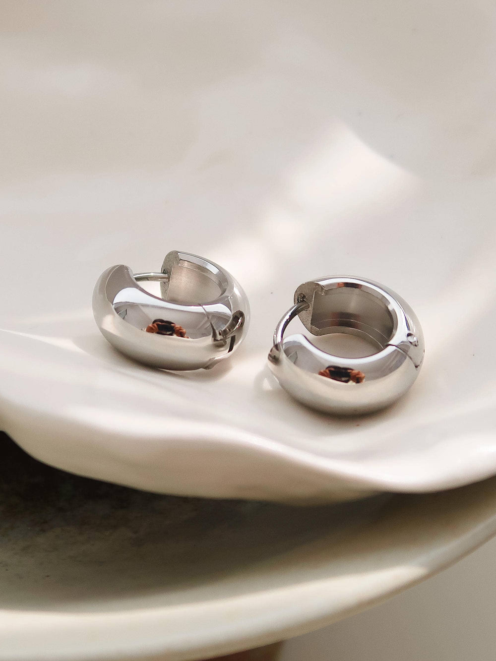Blandine Silver Non-Tarnish Small Classic Hoop Earring