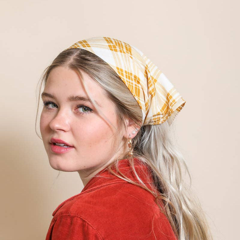 Plaid Triangle Head Scarf