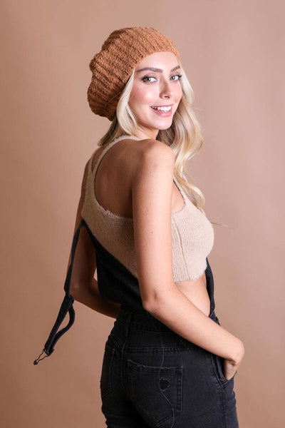 Boucle Knit Beret Style Beanie