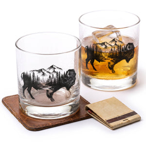 Black Lantern - Rustic Bison and Nature Whiskey Glasses