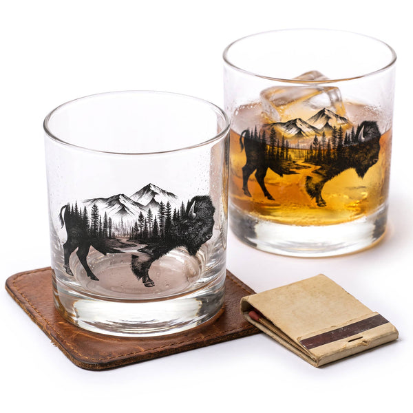 Black Lantern - Rustic Bison and Nature Whiskey Glasses