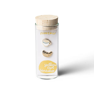 Yellow Owl Workshop - Croissant & Coffee Earrings | Mismatched Gold Studs