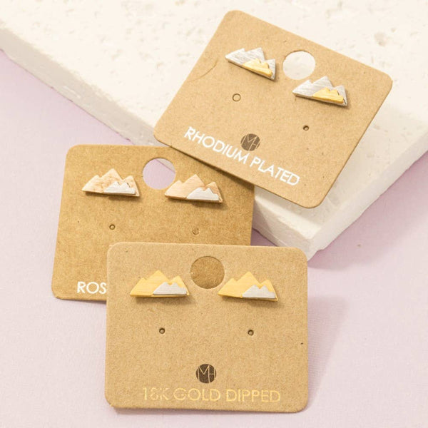 Fame Accessories - Two Toned Mountain Stud Earrings