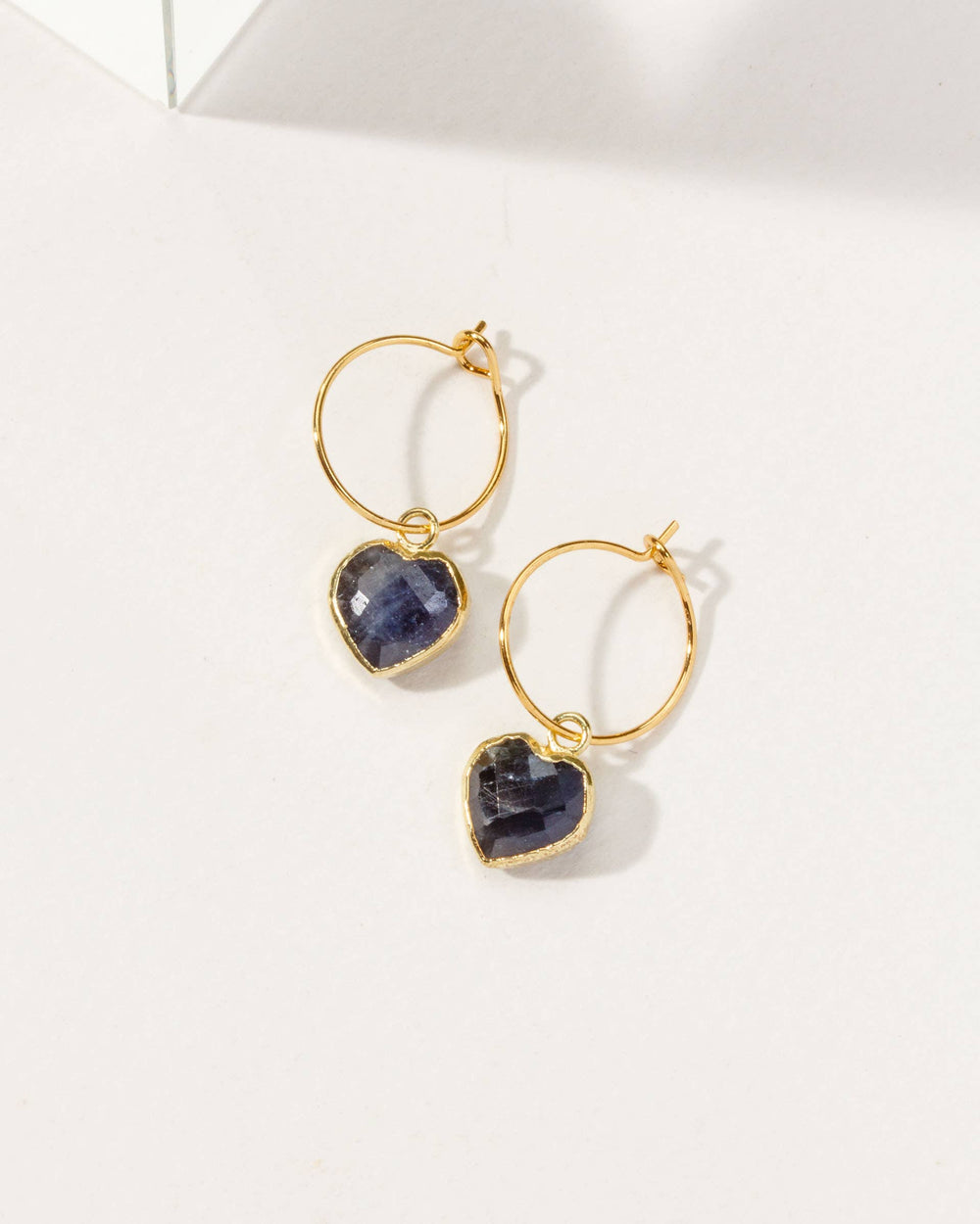 Sapphire Heart Mini Hoop Earrings