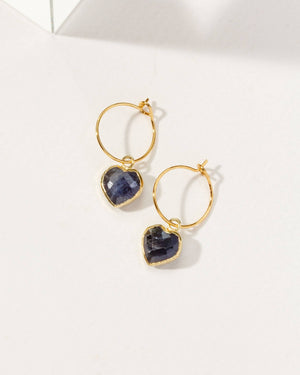 Sapphire Heart Mini Hoop Earrings