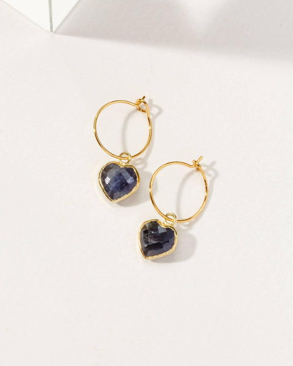 Sapphire Heart Mini Hoop Earrings