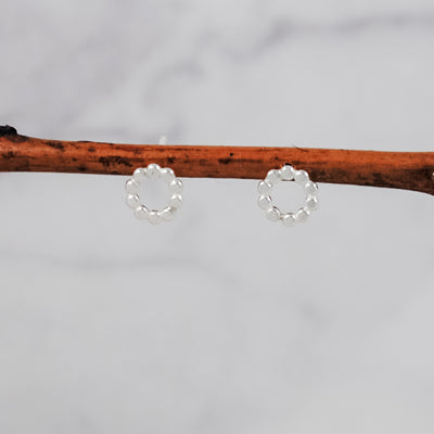 Extra Small Beaded Circle Studs - sterling silver