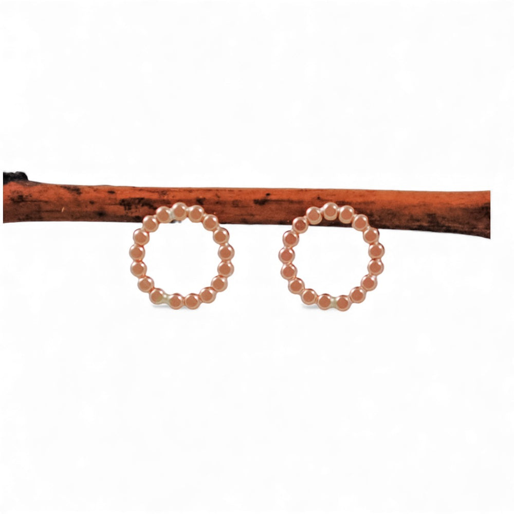 Medium Beaded Circle Studs - gold-filled