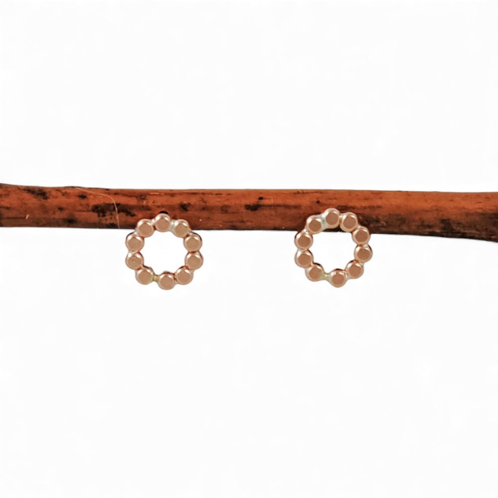 Extra Small Beaded Circle Studs - gold-filled