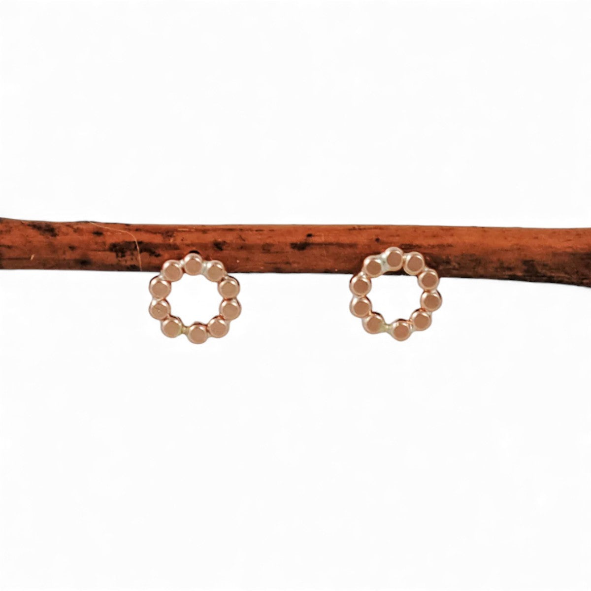 Extra Small Beaded Circle Studs - gold-filled