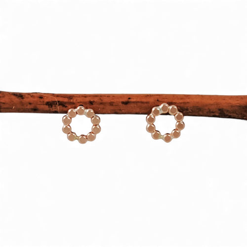 Extra Small Beaded Circle Studs - gold-filled