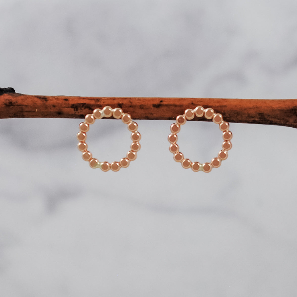 Medium Beaded Circle Studs - gold-filled