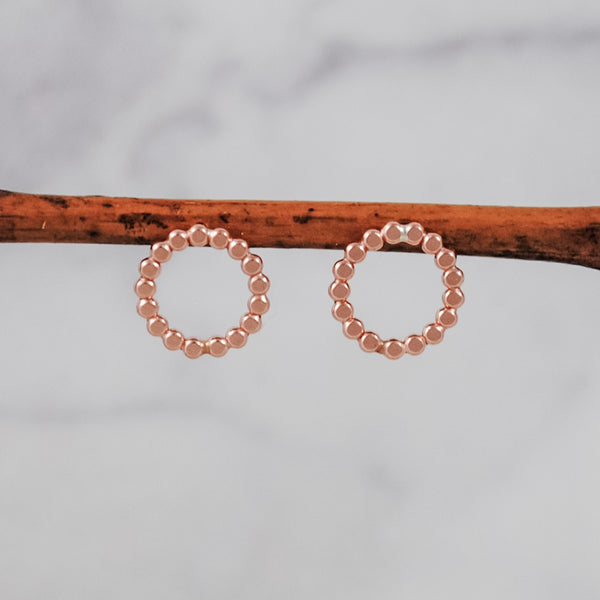 Medium Beaded Circle Studs - gold-filled