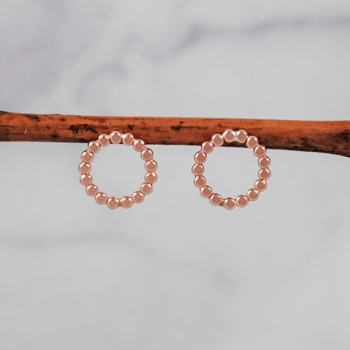 Medium Beaded Circle Studs - gold-filled