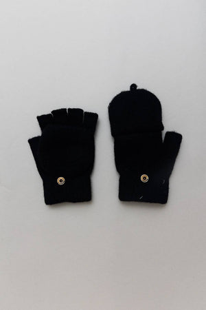 Knit Convertible Fingerless Gloves with Mitten Flap