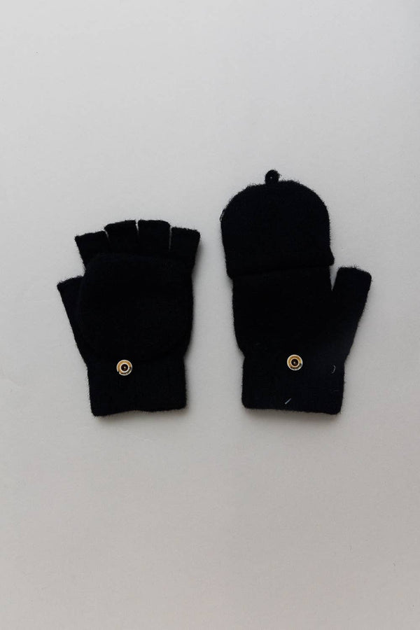 Knit Convertible Fingerless Gloves with Mitten Flap