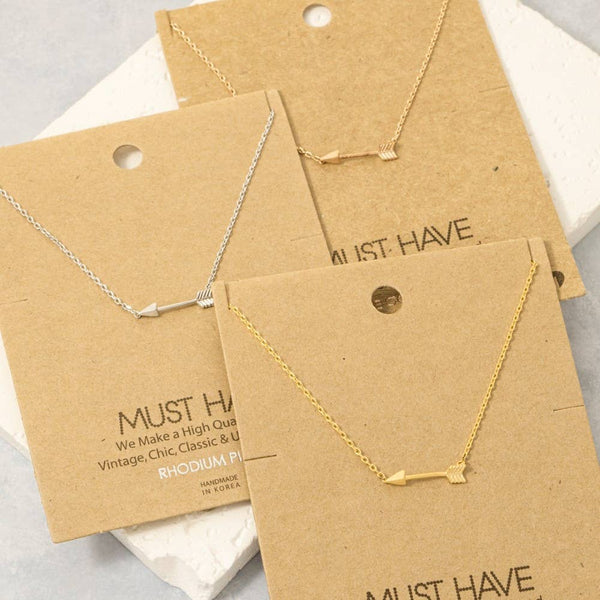 Fame Accessories - Gold Dipped Love Arrow Pendant Necklace