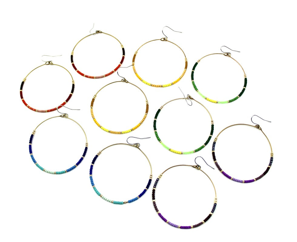 Ombré Hoop Earrings - Woven Seed Beads