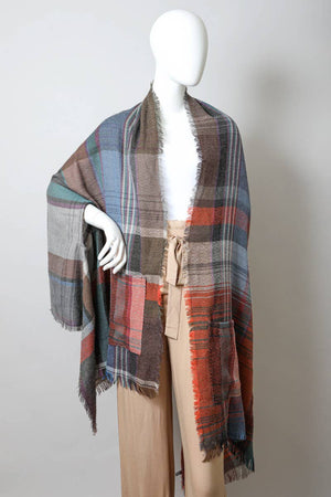 Leto Accessories - All Time Bestselling - Multicolor Plaid Pocket Ruana ❤️: Rust